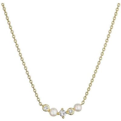 Evolution Group, Halsschmuck, Elegante vergoldete Halskette mit Zirkonen und Perlen 22057.1 Evolution Group, Halsschmuck, Elegante vergoldete Halskette mit Zirkonen und Perlen 22057.1
