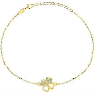 Brilio, Armschmuck, Silver - Gold-plated bracelet Four-leaf clover with zircons BRC69Y, (Silber) Brilio, Armschmuck, Silver - Gold-plated bracelet Four-leaf clover with zircons BRC69Y, (Silber)