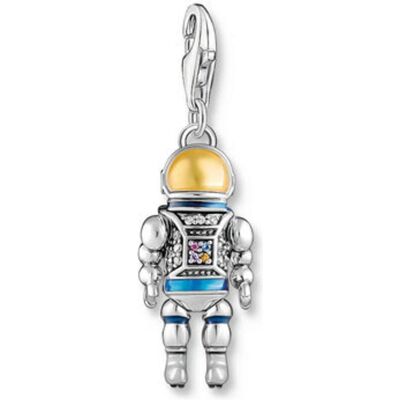 Thomas Sabo, Kettenanhänger, Charm-Anhänger Astronaut mit bunten Steinen Silber geschwärzt, (925er Silber, Emaille, Glasstein, Zirkonia) Thomas Sabo, Kettenanhänger, Charm-Anhänger Astronaut mit bunten Steinen Silber geschwärzt, (925er Silber, Emaille, Glasstein, Zirkonia)