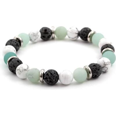 Agato, Armschmuck, - Beaded bracelet made of amazonite. lava stone and howlite MINK36 - Length: 17 cm, (17 cm, Amazonit, Howlite, Lava Stone) Agato, Armschmuck, - Beaded bracelet made of amazonite. lava stone and howlite MINK36 - Length: 17 cm, (17 cm, Amazonit, Howlite, Lava Stone)