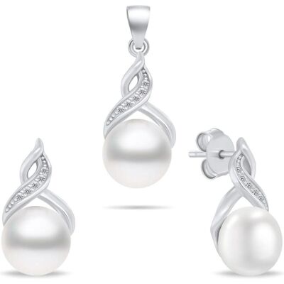 Brilio, Schmuck Set, Silver - Charming Silver Pearl Jewelry Set SET276W (Earrings. Pendant), Silber, (Silber) Brilio, Schmuck Set, Silver - Charming Silver Pearl Jewelry Set SET276W (Earrings. Pendant), Silber, (Silber)