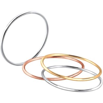 Elli, Ring, Womens Ring Set StackingRings Tricolor in 925 Sterling Silver Plated, (54) Elli, Ring, Womens Ring Set StackingRings Tricolor in 925 Sterling Silver Plated, (54)
