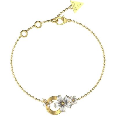 Guess Armschmuck, Delicate Gold-Plated Bracelet With Lily Flowers, (18.40 cm) Guess Armschmuck, Delicate Gold-Plated Bracelet With Lily Flowers, (18.40 cm)