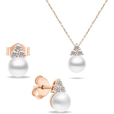 Brilio, Schmuck Set, Silver Timeless Bronze Real Pearl Jewelry Set Set228r Earrings Necklace, Silber Brilio, Schmuck Set, Silver Timeless Bronze Real Pearl Jewelry Set Set228r Earrings Necklace, Silber