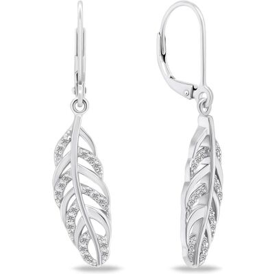Brilio, Ohrringe, Silver - Silver dangling earrings Feather EA653W, (Silber) Brilio, Ohrringe, Silver - Silver dangling earrings Feather EA653W, (Silber)