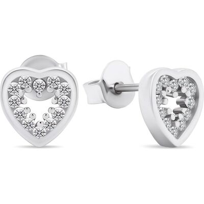 Brilio, Ohrringe, Silver - Charming silver earrings with zircons Hearts EA573W Brilio, Ohrringe, Silver - Charming silver earrings with zircons Hearts EA573W