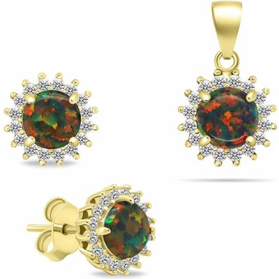 Brilio, Ohrringe, Silver - Beautiful Gold Plated Zircon Jewelry Set SET231YBC (Earrings. Pendant), (Silber) Brilio, Ohrringe, Silver - Beautiful Gold Plated Zircon Jewelry Set SET231YBC (Earrings. Pendant), (Silber)