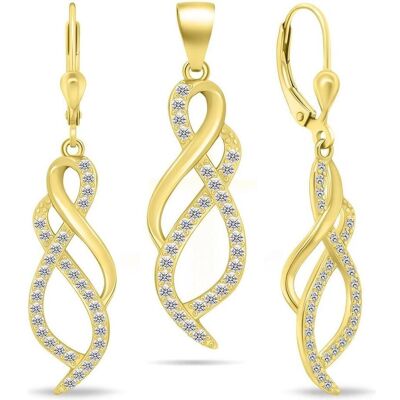 Brilio, Ohrringe, Silver - Shiny gold-plated jewelry set with zircons SET222Y (earrings. pendant), (Silber) Brilio, Ohrringe, Silver - Shiny gold-plated jewelry set with zircons SET222Y (earrings. pendant), (Silber)