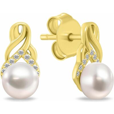 Brilio, Ohrringe, Elegante vergoldete Ohrringe mit Perlen und Zirkonen EA1248Y, (Gold) Brilio, Ohrringe, Elegante vergoldete Ohrringe mit Perlen und Zirkonen EA1248Y, (Gold)