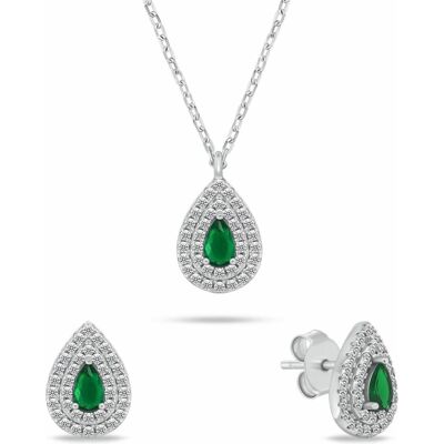 Brilio, Schmuck Set, Silver - Silver jewelry set with zircons Tear Drop SET284WG (necklace. earrings), Silber, (Silber) Brilio, Schmuck Set, Silver - Silver jewelry set with zircons Tear Drop SET284WG (necklace. earrings), Silber, (Silber)