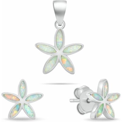 Brilio, Schmuck Set, Silver - Floral silver jewelry set with synthetic opals SET288W, Silber, (Silber) Brilio, Schmuck Set, Silver - Floral silver jewelry set with synthetic opals SET288W, Silber, (Silber)