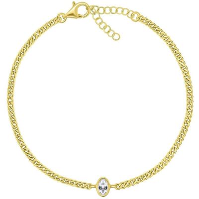 Brilio, Armschmuck, Silver - Fine gold plated bracelet with oval zircon BRC113Y, (Silber) Brilio, Armschmuck, Silver - Fine gold plated bracelet with oval zircon BRC113Y, (Silber)