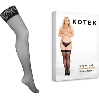 Kotek, Damen, Strümpfe, Hold Ups H035 Plus, Schwarz, (20DEN, 3XL, XL, XXL) Kotek, Damen, Strümpfe, Hold Ups H035 Plus, Schwarz, (20DEN, 3XL, XL, XXL)