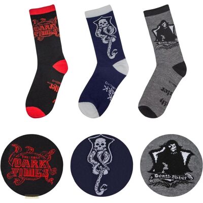 Cinereplicas, Unisex, Socken, Harry Potter – Dunkle Künste Socken (3 Paare), Mehrfarbig, (3er Pack, 43 - 46) Cinereplicas, Unisex, Socken, Harry Potter – Dunkle Künste Socken (3 Paare), Mehrfarbig, (3er Pack, 43 - 46)