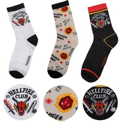 Cinereplicas, Unisex, Socken, Stranger Things: Hellfire Club Socken (3 Paare, Mehrfarbig, (3er Pack, 35, 36, 37, 38, 39, 40, 41, 42, 43, 44, 45) Cinereplicas, Unisex, Socken, Stranger Things: Hellfire Club Socken (3 Paare, Mehrfarbig, (3er Pack, 35, 36, 37, 38, 39, 40, 41, 42, 43, 44, 45)