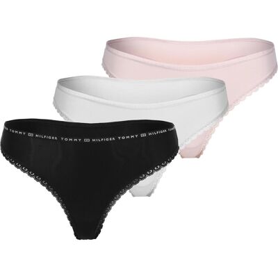 Tommy Hilfiger Damen, Unterhosen, Tanga 3 Pack, Schwarz, (3er Pack, XS) Tommy Hilfiger Damen, Unterhosen, Tanga 3 Pack, Schwarz, (3er Pack, XS)