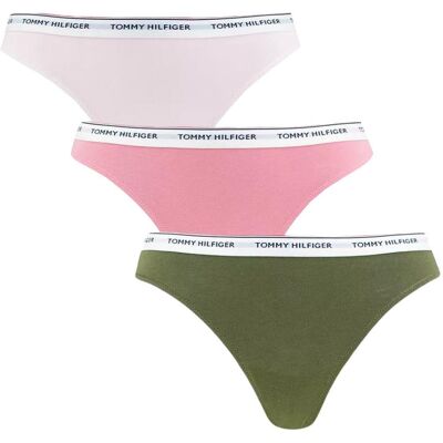 Tommy Hilfiger Damen, Unterhosen, Thong, Grün, Pink, Beige, (3er Pack, S) Tommy Hilfiger Damen, Unterhosen, Thong, Grün, Pink, Beige, (3er Pack, S)