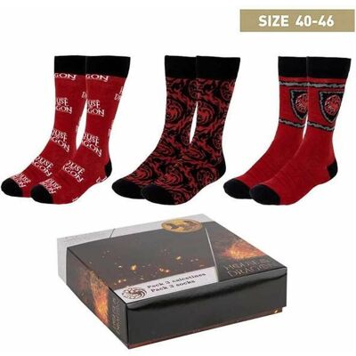 Cerdá, Unisex, Socken, House of the Dragon Socken 3er-Pack 40-46, Schwarz, Mehrfarbig, (3er Pack, 40 - 46) Cerdá, Unisex, Socken, House of the Dragon Socken 3er-Pack 40-46, Schwarz, Mehrfarbig, (3er Pack, 40 - 46)