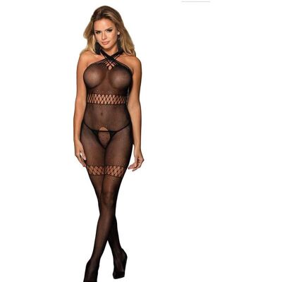 Subblime, Damen, Strümpfe, 951948 Netz-Bodystocking Mit Gekreuzten Halstrgern Schwarz Eine Grã–Sse, Schwarz Subblime, Damen, Strümpfe, 951948 Netz-Bodystocking Mit Gekreuzten Halstrgern Schwarz Eine Grã–Sse, Schwarz