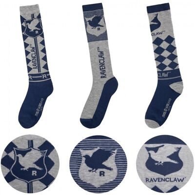 Cinereplicas, Socken, Set of 3 Ravenclaw knee high socks - Harry Potter CR1643, Mehrfarbig, (3er Pack, 35 - 40) Cinereplicas, Socken, Set of 3 Ravenclaw knee high socks - Harry Potter CR1643, Mehrfarbig, (3er Pack, 35 - 40)