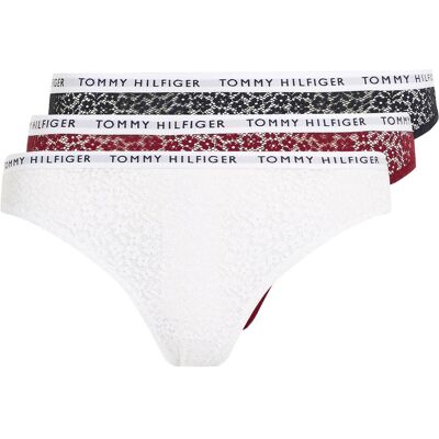 Tommy Hilfiger Damen, Unterhosen, Damen-Bikini-Slips im 3er-Pack, Mehrfarbig, Rot, (3er Pack, XS) Tommy Hilfiger Damen, Unterhosen, Damen-Bikini-Slips im 3er-Pack, Mehrfarbig, Rot, (3er Pack, XS)