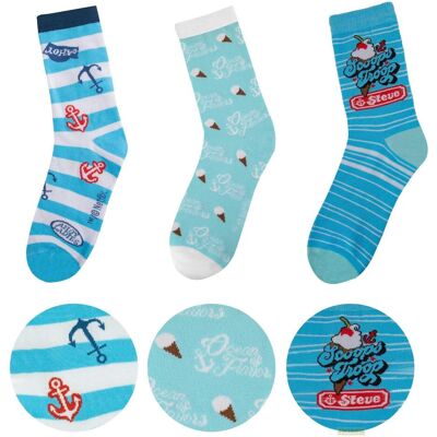 Cinereplicas, Unisex, Socken, Stranger Things: Scoops Ahoy Socken (3 Paare, Mehrfarbig, (3er Pack, 40) Cinereplicas, Unisex, Socken, Stranger Things: Scoops Ahoy Socken (3 Paare, Mehrfarbig, (3er Pack, 40)