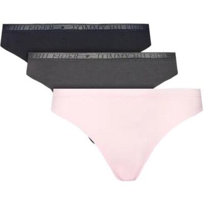 Tommy Hilfiger Damen, Unterhosen, Damen-Tangas im 3er-Pack, Grau, Rosa, (3er Pack, S) Tommy Hilfiger Damen, Unterhosen, Damen-Tangas im 3er-Pack, Grau, Rosa, (3er Pack, S)