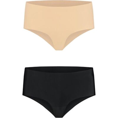 Bye Bra, Damen, Unterhosen, Invisible High Brief Nude + Black, Mehrfarbig, Schwarz, Beige, (2er Pack, L) Bye Bra, Damen, Unterhosen, Invisible High Brief Nude + Black, Mehrfarbig, Schwarz, Beige, (2er Pack, L)