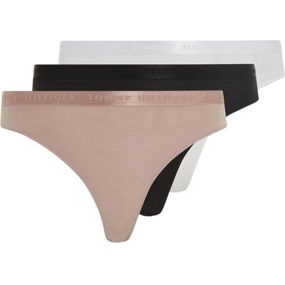Tommy Hilfiger Damen, Unterhosen, Strings, Beige, Schwarz, (3er Pack, S) Tommy Hilfiger Damen, Unterhosen, Strings, Beige, Schwarz, (3er Pack, S)
