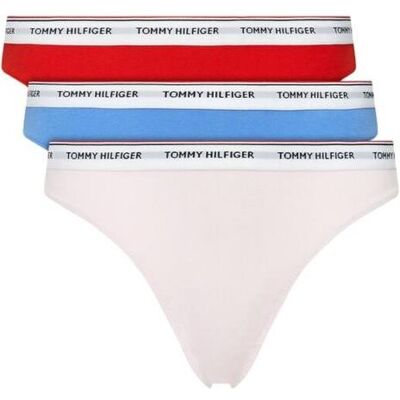 Tommy Hilfiger Damen, Unterhosen, Damen-Tangas im 3er-Pack, Blau, Mehrfarbig, Pink, Rot, (3er Pack, XS) Tommy Hilfiger Damen, Unterhosen, Damen-Tangas im 3er-Pack, Blau, Mehrfarbig, Pink, Rot, (3er Pack, XS)