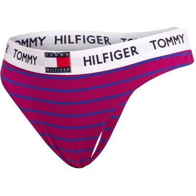 Tommy Hilfiger Damen, Unterhosen, Damen Thong Print Tangahöschen, Italian Wine Stripes, S, Violett, (S) Tommy Hilfiger Damen, Unterhosen, Damen Thong Print Tangahöschen, Italian Wine Stripes, S, Violett, (S)