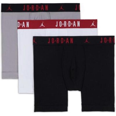 Jordan, Herren, Unterhosen, Herren-Boxershorts Flight Cotton Core 3Pk Schwarz 3 Stücke, Schwarz, Grau, Weiss, (3er Pack, M) Jordan, Herren, Unterhosen, Herren-Boxershorts Flight Cotton Core 3Pk Schwarz 3 Stücke, Schwarz, Grau, Weiss, (3er Pack, M)