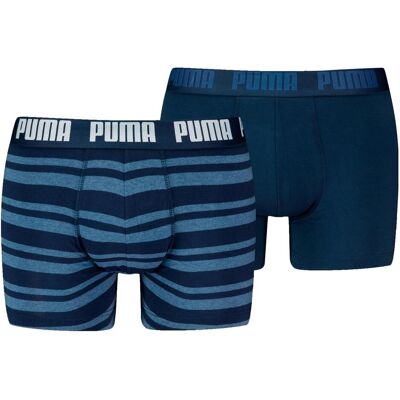 Puma Herren, Unterhosen, Herren-Boxershorts „Everyday Heritage Stripe“ im 2er-Pack, Blau, (2er Pack, L) Puma Herren, Unterhosen, Herren-Boxershorts „Everyday Heritage Stripe“ im 2er-Pack, Blau, (2er Pack, L)