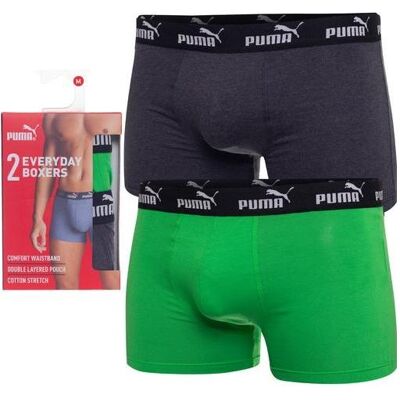 Puma Herren, Unterhosen, Elements Herren Basic Boxershorts 2er-Pack, Silber, Grün, Grau, (2er Pack, L) Puma Herren, Unterhosen, Elements Herren Basic Boxershorts 2er-Pack, Silber, Grün, Grau, (2er Pack, L)