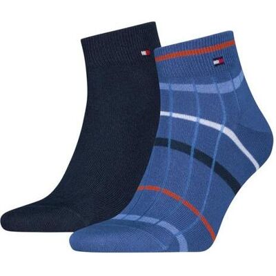 Tommy Hilfiger Herren, Socken, Herren Quarter 2P Sommer Breton Blau, Blau, (2er Pack, 43 - 46) Tommy Hilfiger Herren, Socken, Herren Quarter 2P Sommer Breton Blau, Blau, (2er Pack, 43 - 46)