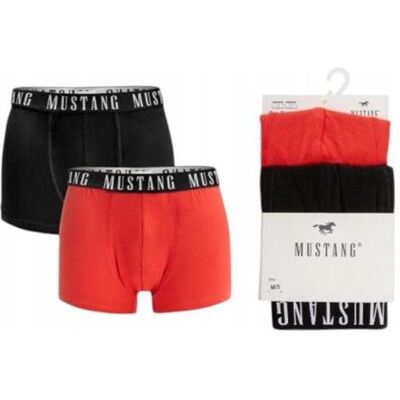 Mustang, Herren, Unterhosen, Herren-Boxershorts, 2er-Pack, Schwarz/Rot, Rot, Schwarz, (2er Pack, L) Mustang, Herren, Unterhosen, Herren-Boxershorts, 2er-Pack, Schwarz/Rot, Rot, Schwarz, (2er Pack, L)