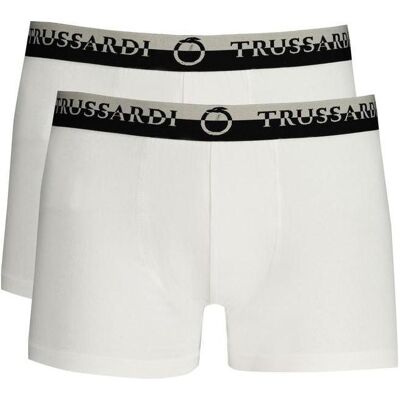 Trussardi, Herren, Unterhosen, White Cotton Men's Boxer Brief, Weiss, (Einzelpack, M) Trussardi, Herren, Unterhosen, White Cotton Men's Boxer Brief, Weiss, (Einzelpack, M)