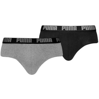 Puma Herren, Unterhosen, Basic Brief, Grau, Schwarz, (2er Pack, L) Puma Herren, Unterhosen, Basic Brief, Grau, Schwarz, (2er Pack, L)