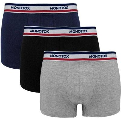 Monotox, Herren, Unterhosen, Basics Boxer Brief 3-pack M MX21063, Schwarz, Grau, Mehrfarbig, (3er Pack, L) Monotox, Herren, Unterhosen, Basics Boxer Brief 3-pack M MX21063, Schwarz, Grau, Mehrfarbig, (3er Pack, L)