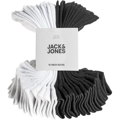 Jack & Jones, Herren, Socken, Unisex Sneaker Socken 12er Pack, Weiss, Schwarz, (12er Pack, 35 - 38) Jack & Jones, Herren, Socken, Unisex Sneaker Socken 12er Pack, Weiss, Schwarz, (12er Pack, 35 - 38)
