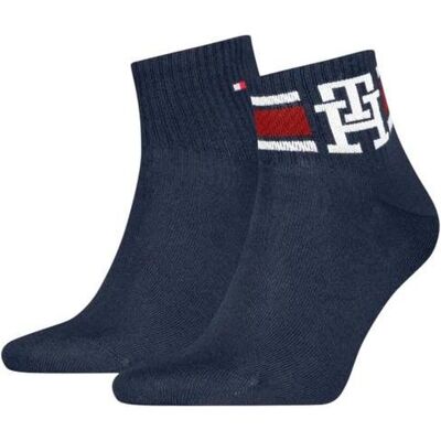 Tommy Hilfiger Herren, Socken, 2 Paar marineblaue Knöchelsocken, Blau, (2er Pack, 39 - 42) Tommy Hilfiger Herren, Socken, 2 Paar marineblaue Knöchelsocken, Blau, (2er Pack, 39 - 42)