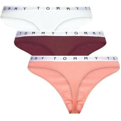Tommy Hilfiger Damen, Unterhosen, Damen-Tangas im 3er-Pack, Rot, Weiss, Violett, (3er Pack, XS) Tommy Hilfiger Damen, Unterhosen, Damen-Tangas im 3er-Pack, Rot, Weiss, Violett, (3er Pack, XS)