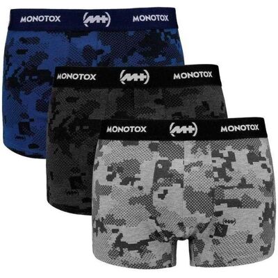 Monotox, Herren, Unterhosen, Basics Boxer Brief 3-pack M MX21065, Schwarz, Grau, Blau, Mehrfarbig, (3er Pack, L) Monotox, Herren, Unterhosen, Basics Boxer Brief 3-pack M MX21065, Schwarz, Grau, Blau, Mehrfarbig, (3er Pack, L)