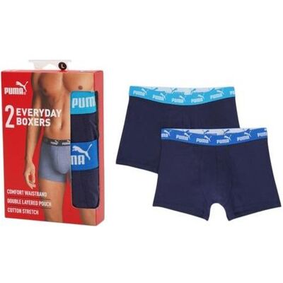 Puma Herren, Unterhosen, Elements Herren Basic Boxershorts 2er-Pack, Blau, (2er Pack, M) Puma Herren, Unterhosen, Elements Herren Basic Boxershorts 2er-Pack, Blau, (2er Pack, M)