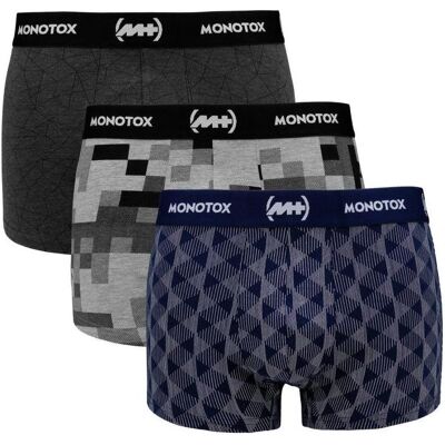 Monotox, Herren, Unterhosen, Basics Boxer Brief 3-pack M MX21066, Blau, Mehrfarbig, Grau, (3er Pack, L) Monotox, Herren, Unterhosen, Basics Boxer Brief 3-pack M MX21066, Blau, Mehrfarbig, Grau, (3er Pack, L)
