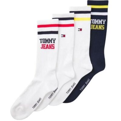Tommy Hilfiger Herren, Socken, 4 Paar lange Socken, weiss/marineblau, Blau, Mehrfarbig, Weiss, (4er Pack, 39 - 42) Tommy Hilfiger Herren, Socken, 4 Paar lange Socken, weiss/marineblau, Blau, Mehrfarbig, Weiss, (4er Pack, 39 - 42)