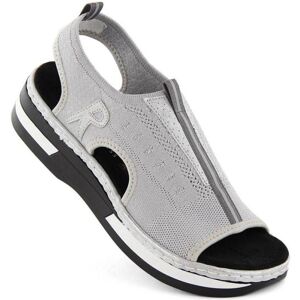Rieker, Damen, Sandalen, W RKR686 metallic comfortable slip-on sandals, Grau, Silber, (41) Rieker, Damen, Sandalen, W RKR686 metallic comfortable slip-on sandals, Grau, Silber, (41)