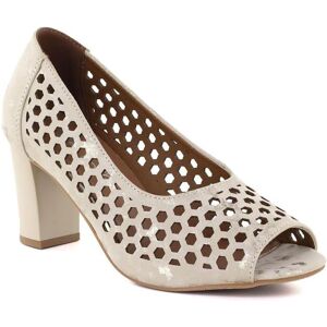 Jezzi, Damen, Pumps, Beige open toe pumps with openwork heel, ASA283-7, Beige, (36) Jezzi, Damen, Pumps, Beige open toe pumps with openwork heel, ASA283-7, Beige, (36)