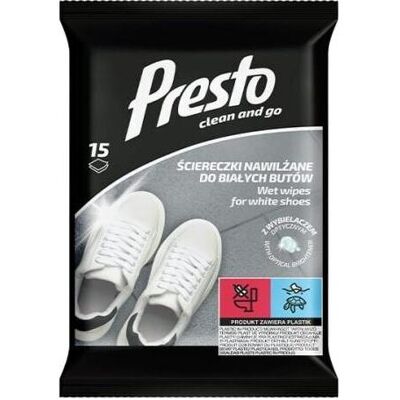 Presto Feuchttücher für weisse Schuhe 15 Stück, Schuhpflege, Weiss Presto Feuchttücher für weisse Schuhe 15 Stück, Schuhpflege, Weiss