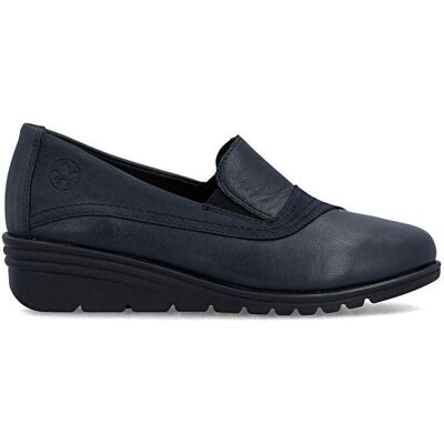 Rieker, Damen, Halbschuhe, Damen-Keilschuhe aus Leder in Marineblau, Blau, (39) Rieker, Damen, Halbschuhe, Damen-Keilschuhe aus Leder in Marineblau, Blau, (39)